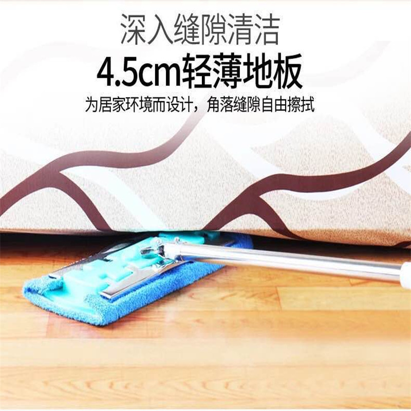 不锈钢平板拖把拖把木地板专用加固式拖把全不锈钢连接墩布多功能 不锈钢平拖1块布+手刮