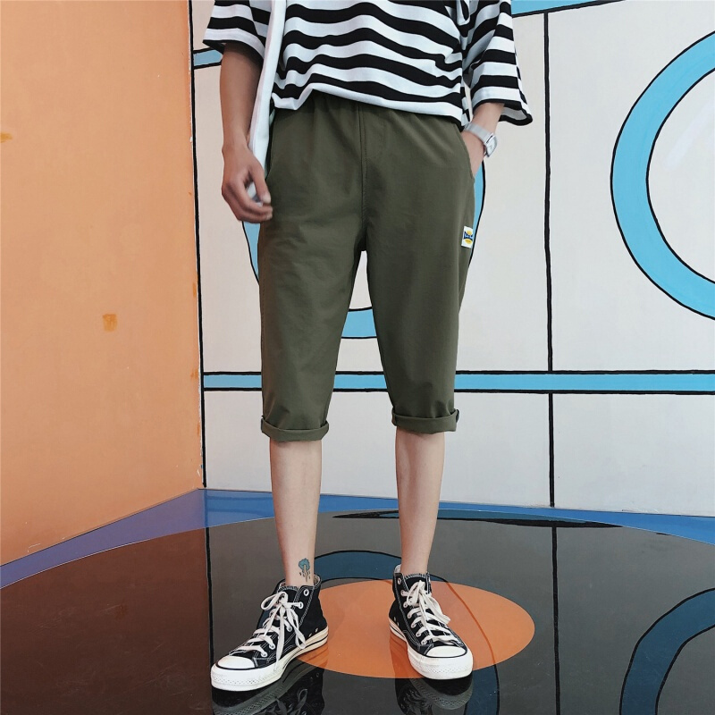 夏季男士短裤休闲裤修身七分裤韩版中裤潮流五分裤运动男裤马裤子lm