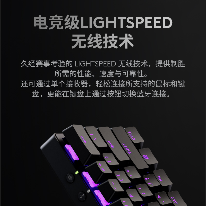 罗技(Logitech)PRO X 60 LIGHTSPEED无线蓝牙有线三模电竞游戏键盘 黑色 L轴高清大图