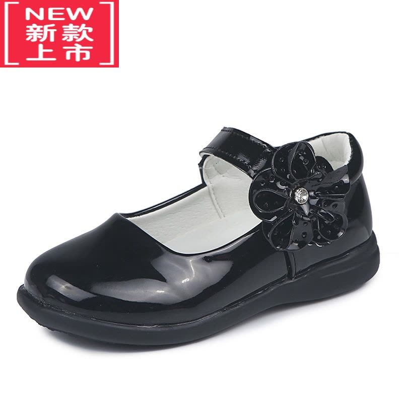 可莉允新款演出水钻小中孩子皮鞋镂空春秋公主花朵蝴蝶结魔术贴女儿童鞋运动休闲鞋图片