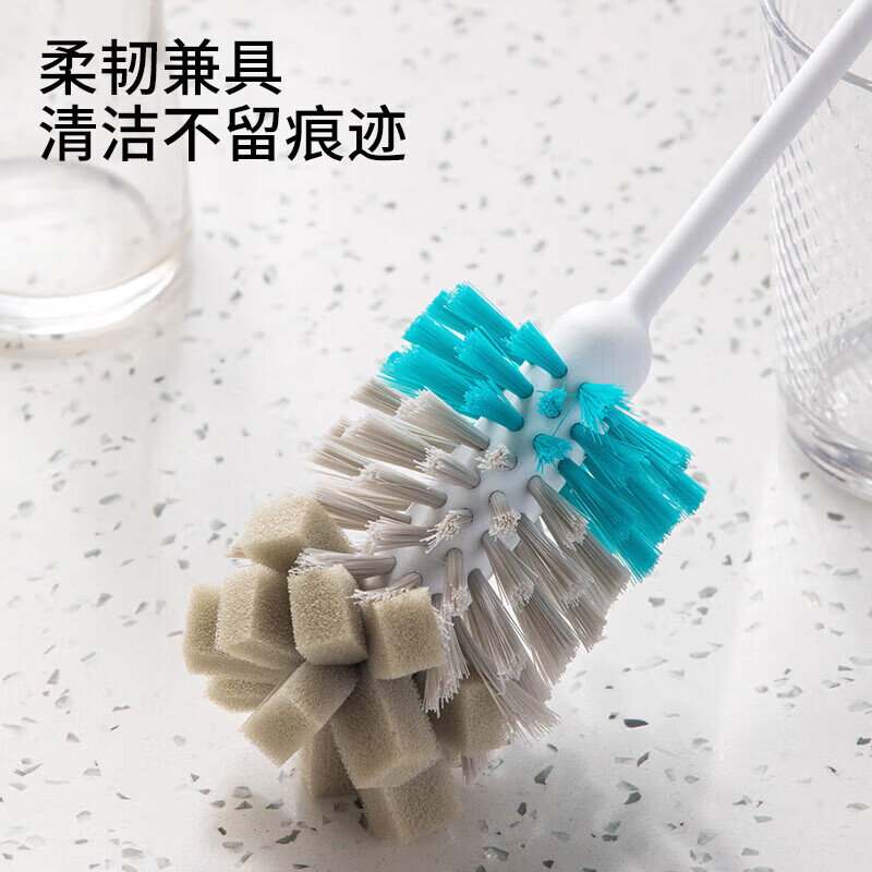 茶花 转动长柄杯刷2支奶瓶刷海绵洗刷杯子神器4422+219004高清大图