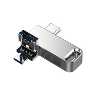 联想（thinkplus）USB3.0 三合一U盘 可接Typc-C 三接口设计 手机电脑两用MU100 银色 64G