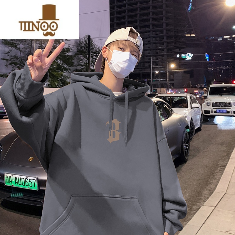 YANXU连帽卫衣男潮牌ins美式复古帽衫套头宽松情侣帽宽牌帽高清大图