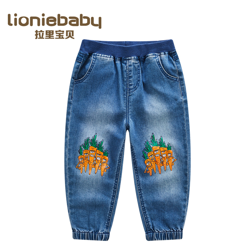 拉里宝贝Lioniebaby童装儿童裤子宝宝时尚刺绣牛仔长裤2020春装新款男童L01WK023