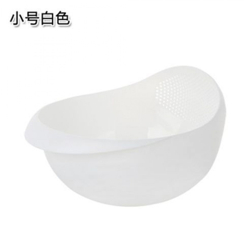 加厚淘米器洗米筛漏塑料淘米盆篮厨房沥水篮洗菜篮子洗菜盆神器 白色小号