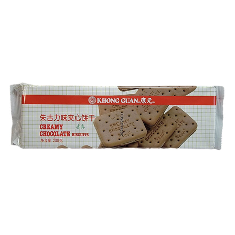 康元提子饼干椰子奶油饼干朱古力味夹心饼干零食饼干袋装200g高清大图
