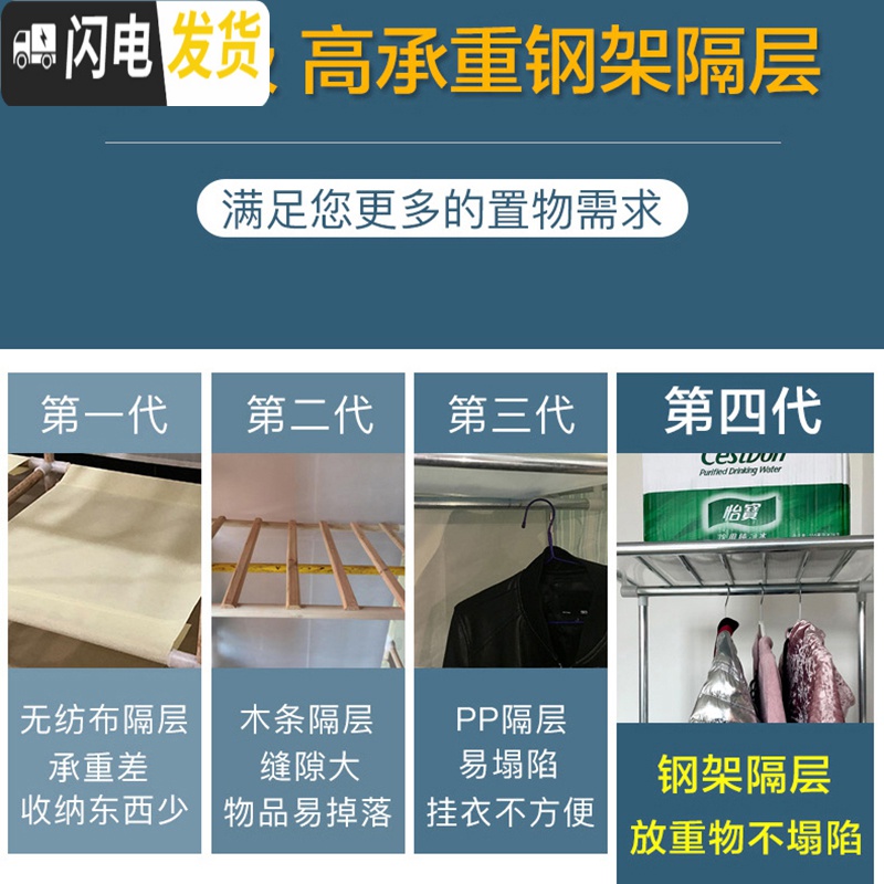 三维工匠简易衣柜布艺钢架组装收纳衣橱防尘拆装储物柜宿舍卧室居家布衣柜收纳柜高清大图