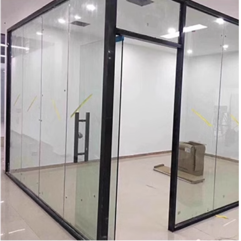 定制款办公室玻璃隔断铝合金隔墙电动双层钢化玻璃内置百叶高隔断