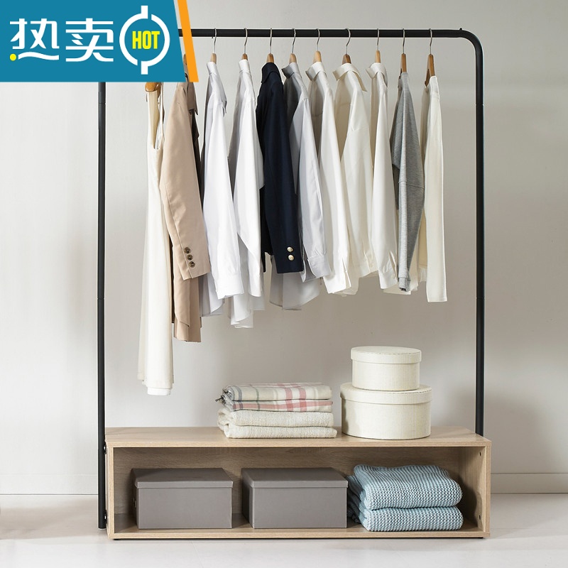 敬平落地卧室衣架家用简易单杆式挂衣服架子立式置物架衣帽架晾衣架 衣架Y1230棕色高清大图