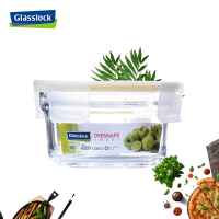 三光云彩(GLASSLOCK) 钢化玻璃耐热保鲜盒微烤两用圆形饭盒350ml收纳盒韩国进便当盒口 密封圈颜色随机发货