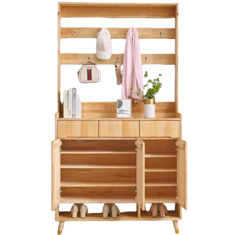 豫龙都实木鞋柜三抽个高清大图