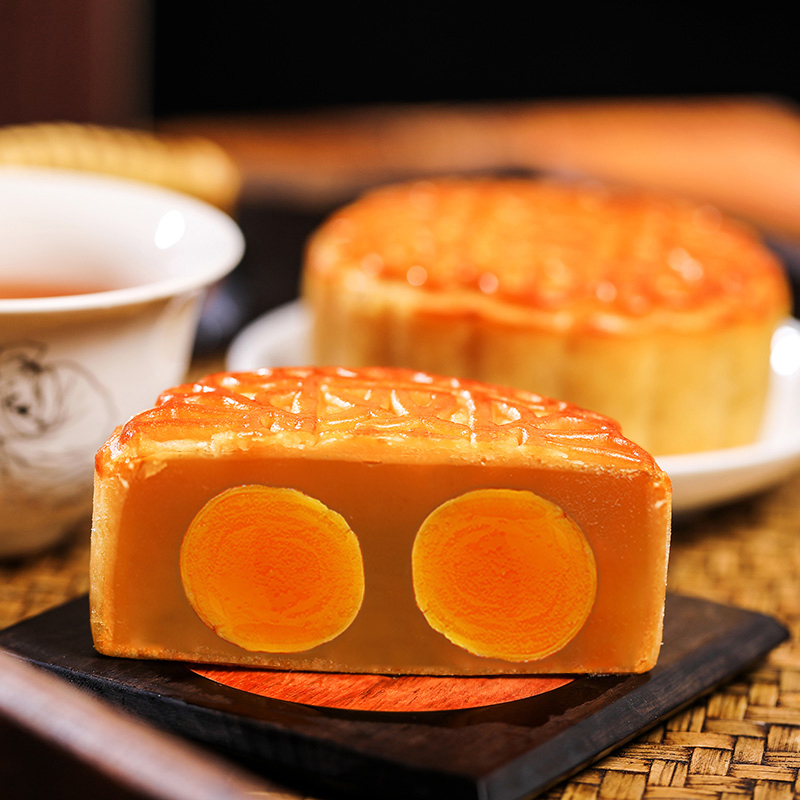 广御园海藻糖月饼礼盒装720g 4枚双黄白莲蓉月饼广式月饼中秋送礼手信