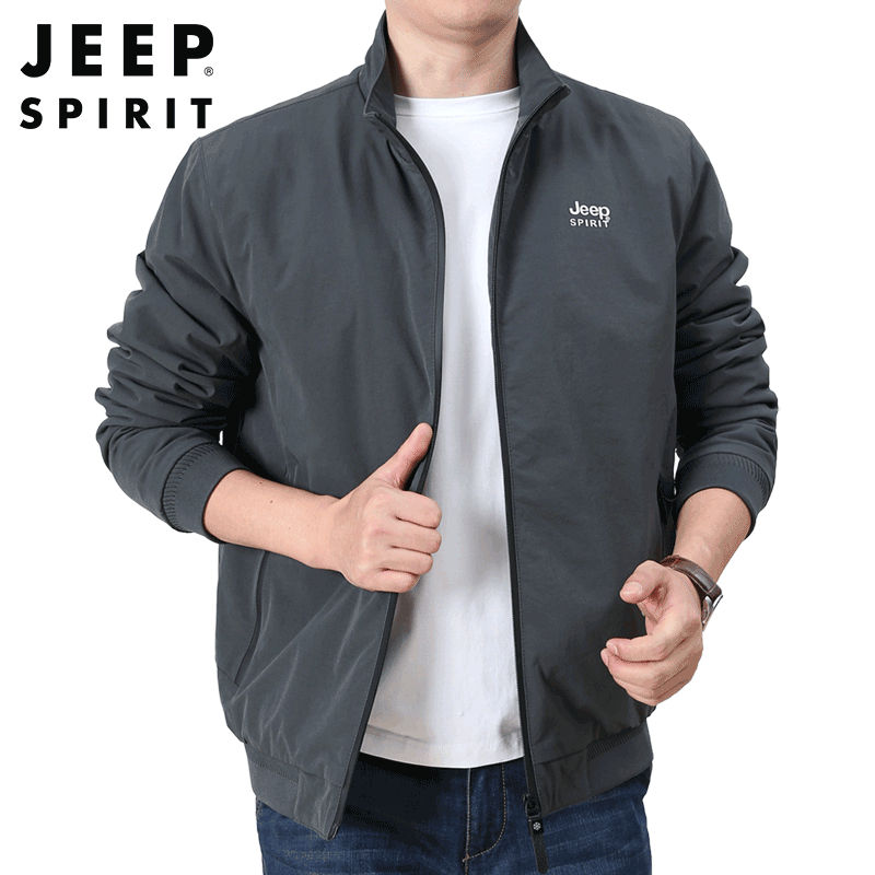 JEEP SPIRIT吉普男士立领夹克秋冬加绒加厚外套工装军旅登山服防风保暖男装衣服