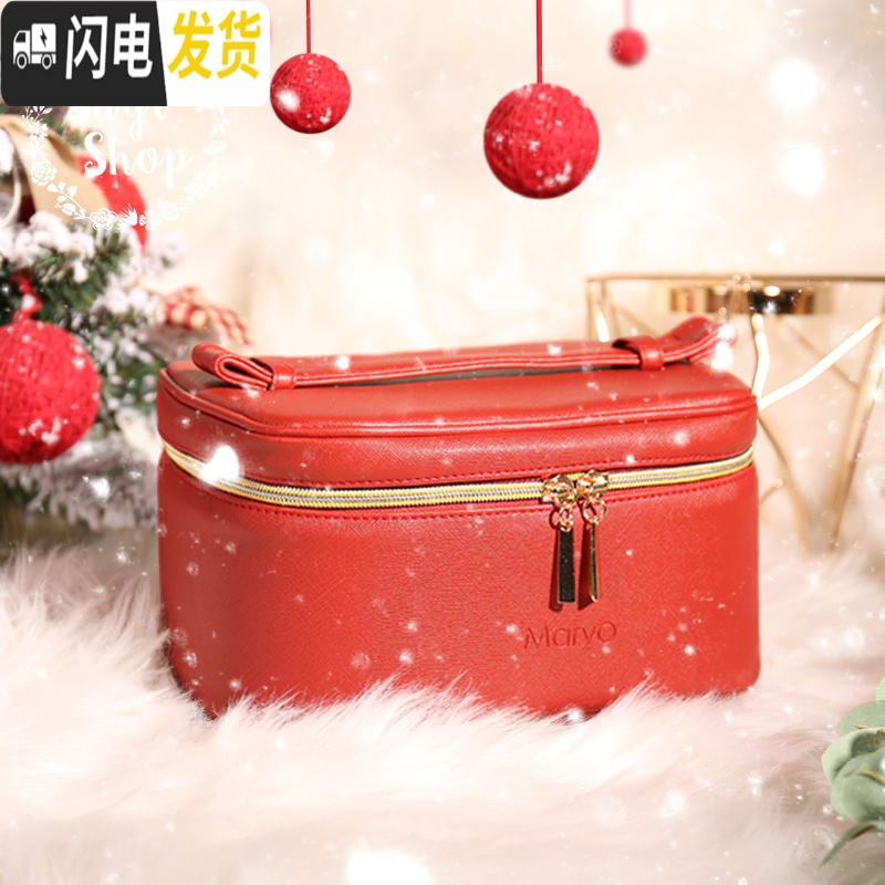 三维工匠SayiShop化妆包女2019新款便携旅行大容量ins风超火网红洗漱收纳 圣诞红