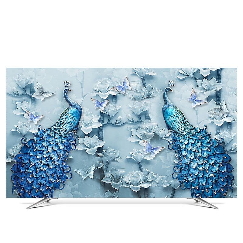 京城派 电视罩防尘罩套简约现代曲面电视机罩挂式液晶客厅55英寸50英寸盖布 030蓝孔雀 65寸(152*92cm)图片