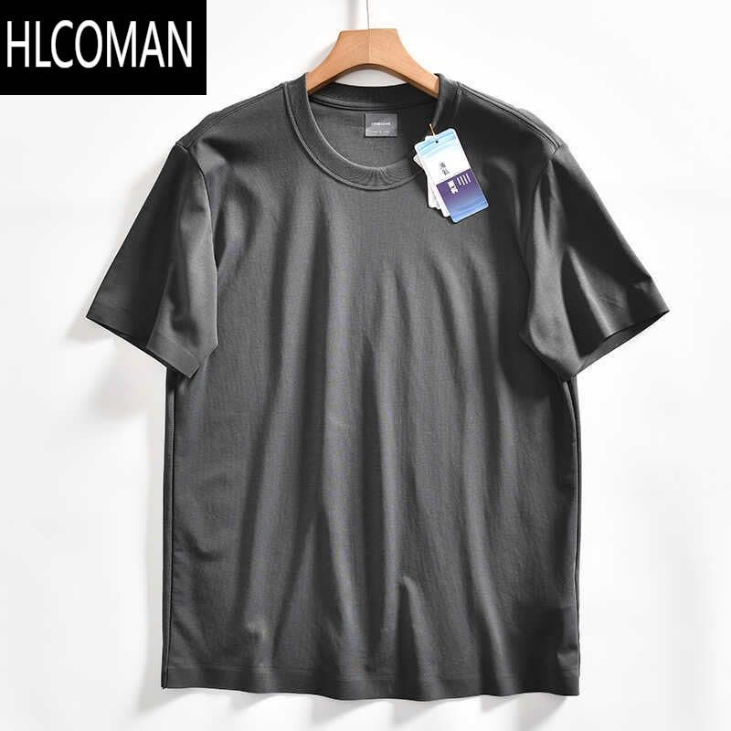 HLCOMAN尖峰大牛货!液氨皮马棉 男士夏季休闲7A压胶圆领纯色短袖T恤图片