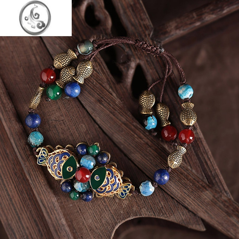 jimi古风中国风手链景泰蓝古典手饰手串女森系复古民族风装饰品