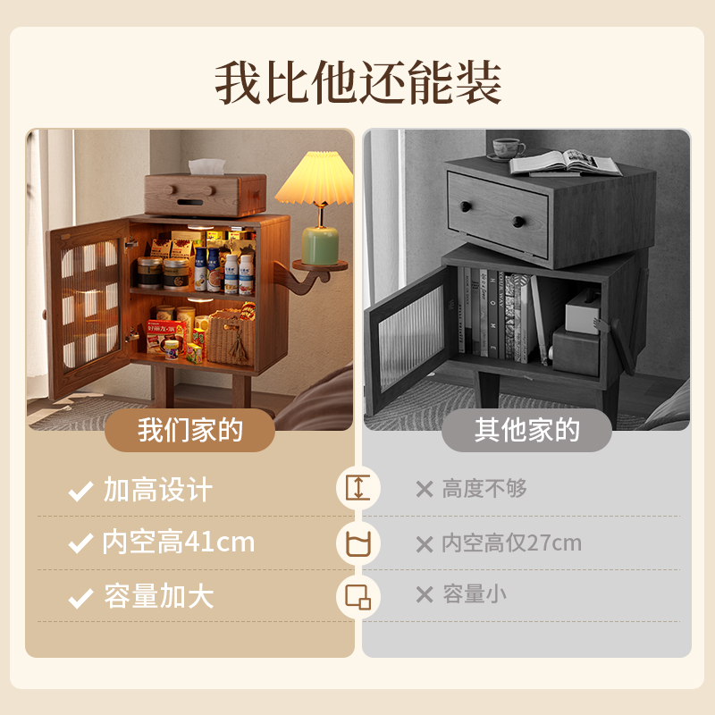 国家补贴移动床头柜实木卧室置物柜创意边柜机器人儿童床边柜高清大图