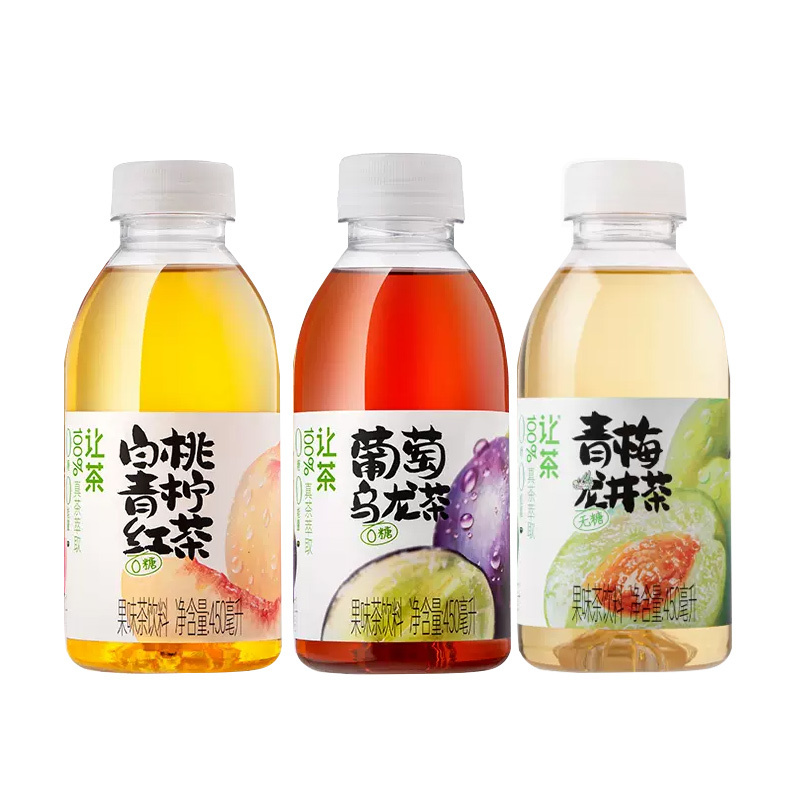 让茶葡萄乌龙白桃柠檬青梅龙井茶0糖原叶萃取450ml*5瓶无糖茶饮料高清大图