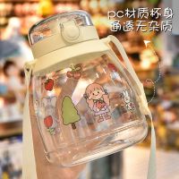 吸管杯学生水杯女生防摔大容量塑料带吸管女学生杯子女