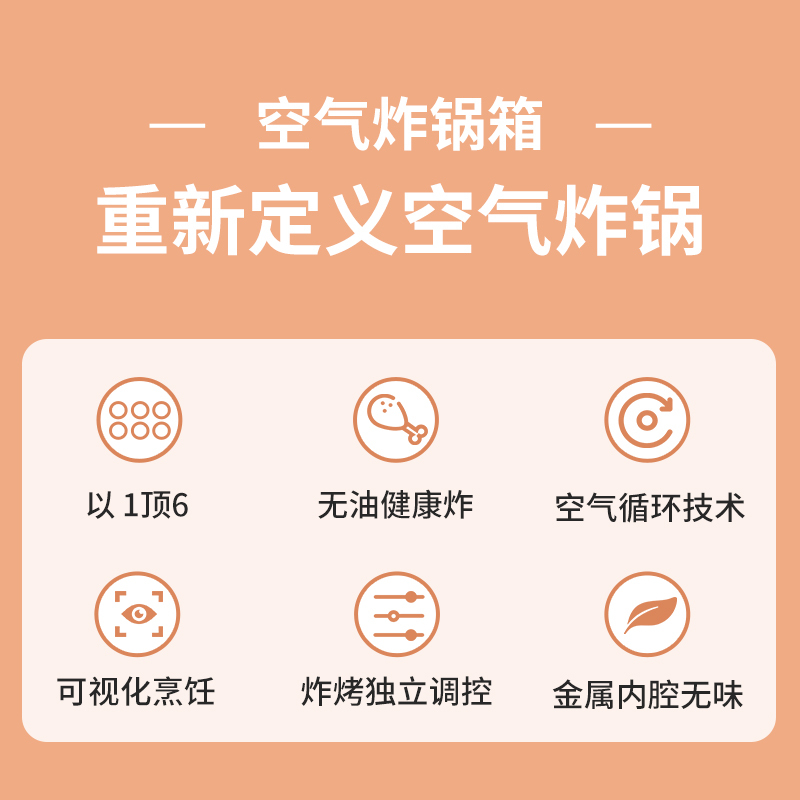 长帝KCV23TL空气炸锅家用烤箱多功能智能薯条机全自动23L大容量烘培二合一无油空气电炸锅