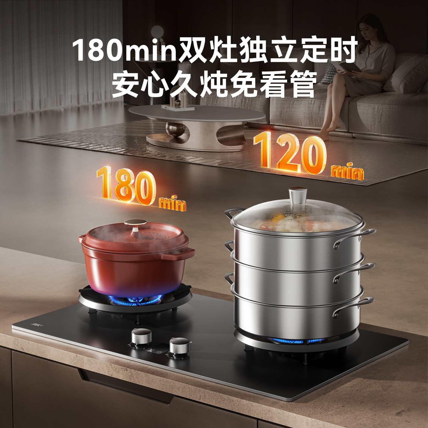 苏泊尔F2有钛防爆灶煤气灶双灶定时灶台一级能效猛火燃气灶天然气4250高清大图