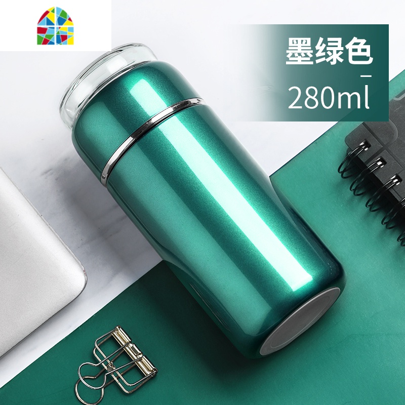 茶水分离便携保温杯泡茶杯子男女网红不锈钢矮胖型迷你小水杯 FENGHOU 青色高清大图