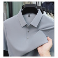 夏季polo衫男士短袖翻领冰丝痕T恤新款中年男装商务体恤男 4XL 浅灰