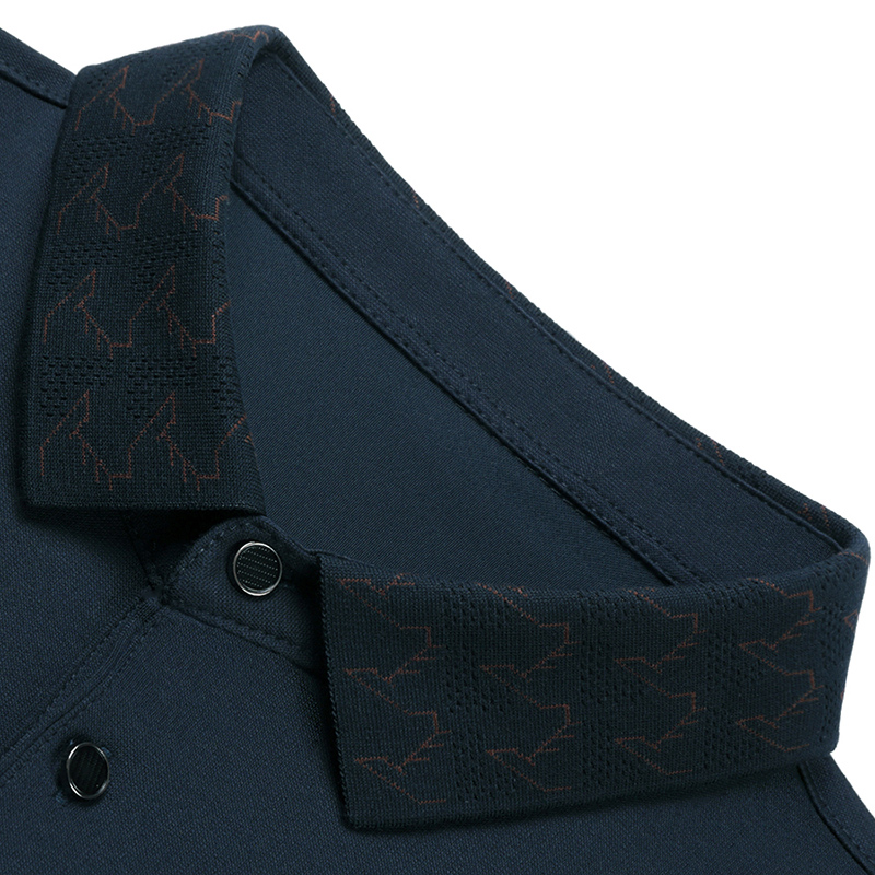 啄木鸟长袖T恤男士2025春秋季新款宽松中年男士爸爸装翻领polo衫高清大图