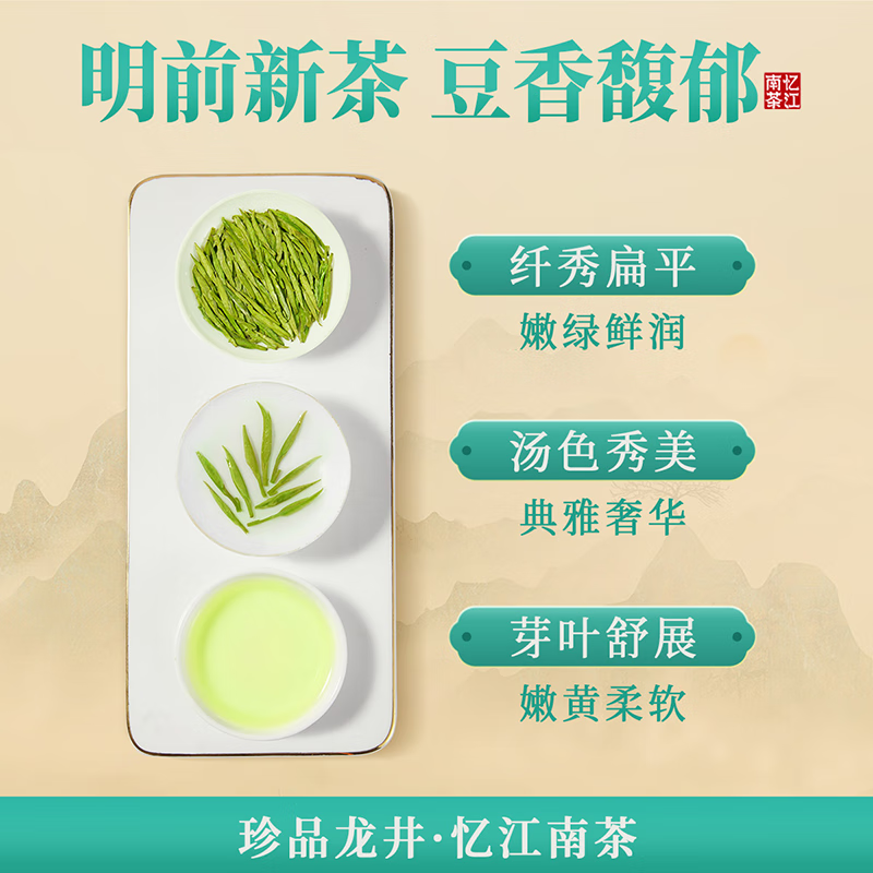 忆江南 钱塘核心一级新绿茶传统纸包龙井纸包(一级)200g/包高清大图