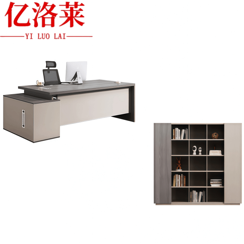 亿洛莱 办公桌椅+文件柜 200*80*75cm 套高清大图