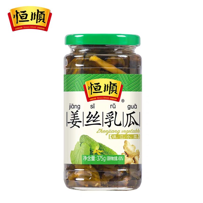 恒顺姜丝乳瓜小菜瓶装375克国产开胃小菜清爽解腻即食零食