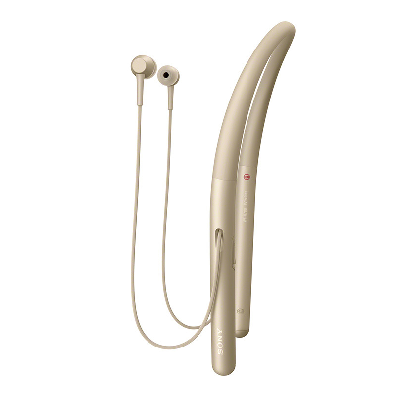 SONY/索尼WI-H700无线蓝牙耳机 颈挂式 Hi-Res立体声降噪耳机 手机音乐游戏耳机 浅金色