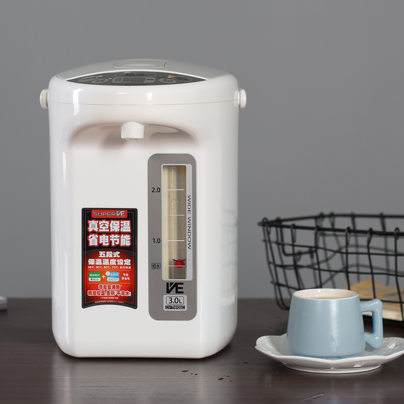 象印(ZOJIRUSHI)电热水瓶CV-TNH30C底盘加热按键式控制304不锈钢涂层内胆电动出水便捷高效3L 白色