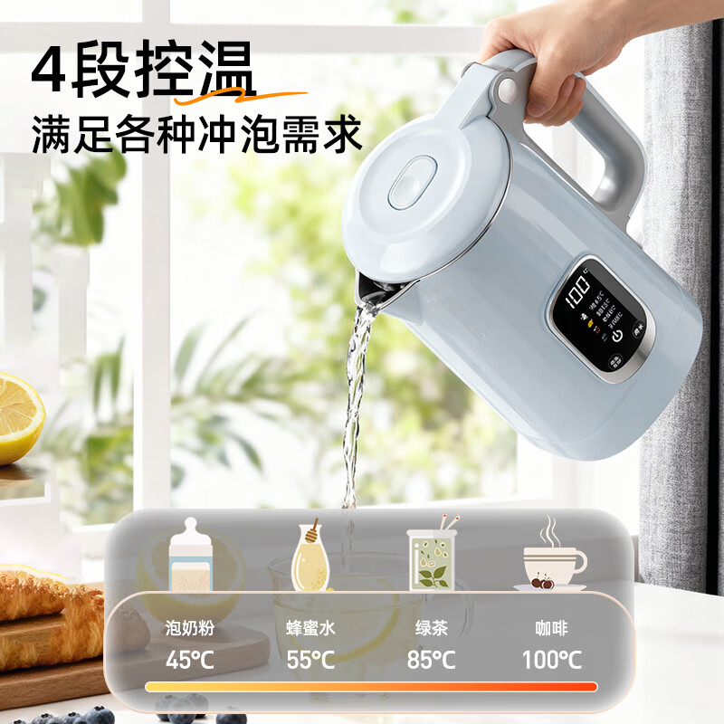志高(CHIGO)恒温电热水壶 数显调温烧水壶自动断电保温 食品级304不锈钢烧水壶 保温热水壶1.7L大容量 天空蓝高清大图