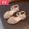 可莉允童鞋女孩半凉鞋洋气包头软底2022新款女童公主凉鞋珍珠水晶小皮鞋运动休闲鞋