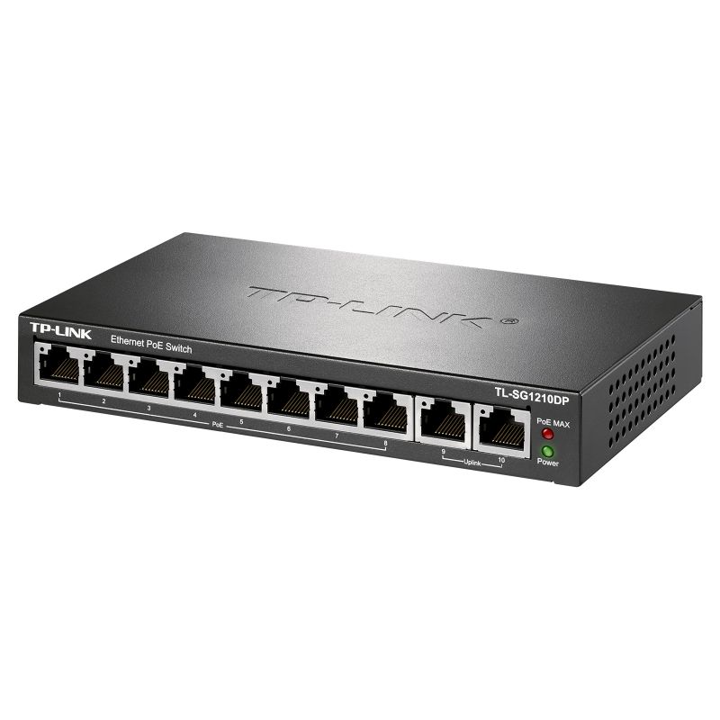普联(TP-LINK)TL-SG1210DP 10口千兆非网管以太网PoE供电交换机8口千兆网线供电+2千兆网口高清大图