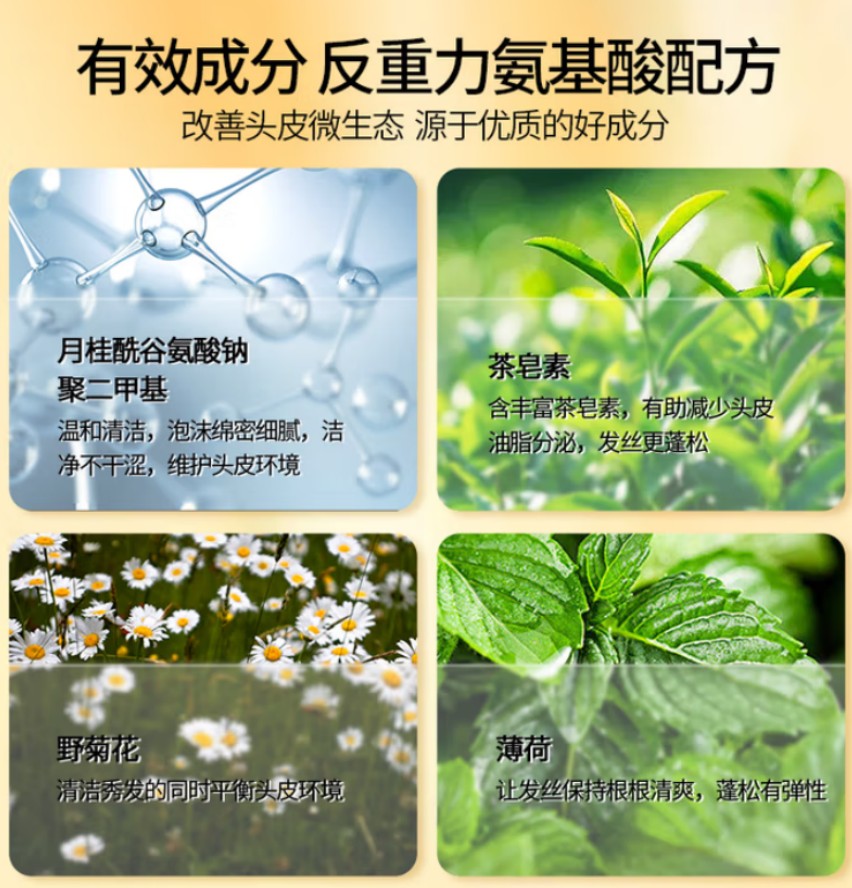 霸王 姜素强韧修护氨基酸洗发液控油蓬松去屑 380ml高清大图