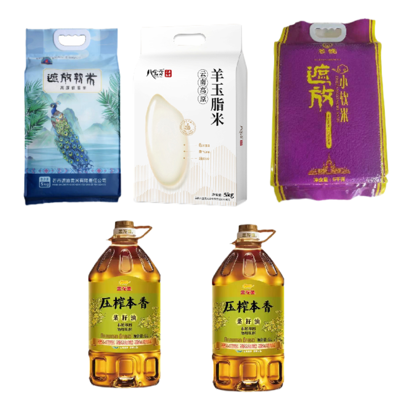 八宝贡米5kg*1+谷魂遮放米5kg*2+金龙鱼油5L*2