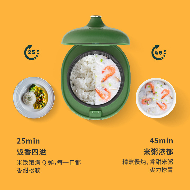 诗杭电饭煲迷你电饭煲电饭锅家用小型电饭锅1-2人多功能智能预约煮粥电饭煲学生宿舍可用0.8L 樱花粉 SK-101