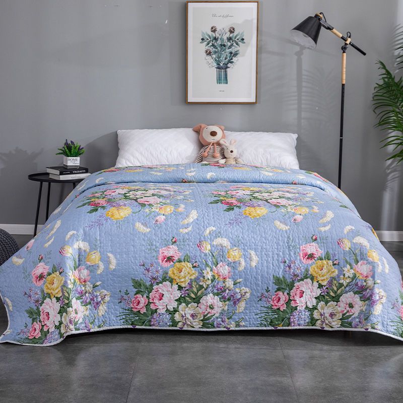 彩绘海鱼220x240cm外贸尾单床盖夹棉床单床垫床罩绗缝被沙发垫炕垫夏