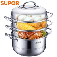 苏泊尔(SUPOR)蒸锅家用304不锈钢三层加厚26cm双层复合底煤气灶电磁炉通用