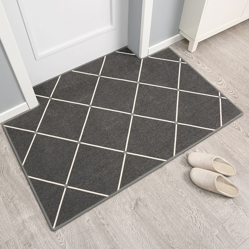 美帮汇地垫进家用防滑简约入户垫子客厅卧室定制脚垫加厚口地毯垫 大网格灰 免费定制，请联系客服