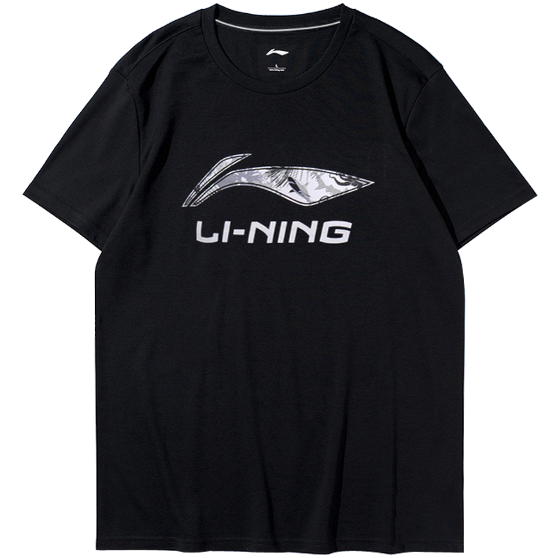 李宁短袖t恤男女同款情侣装新疆纯棉潮白色宽松休闲logo大码上衣