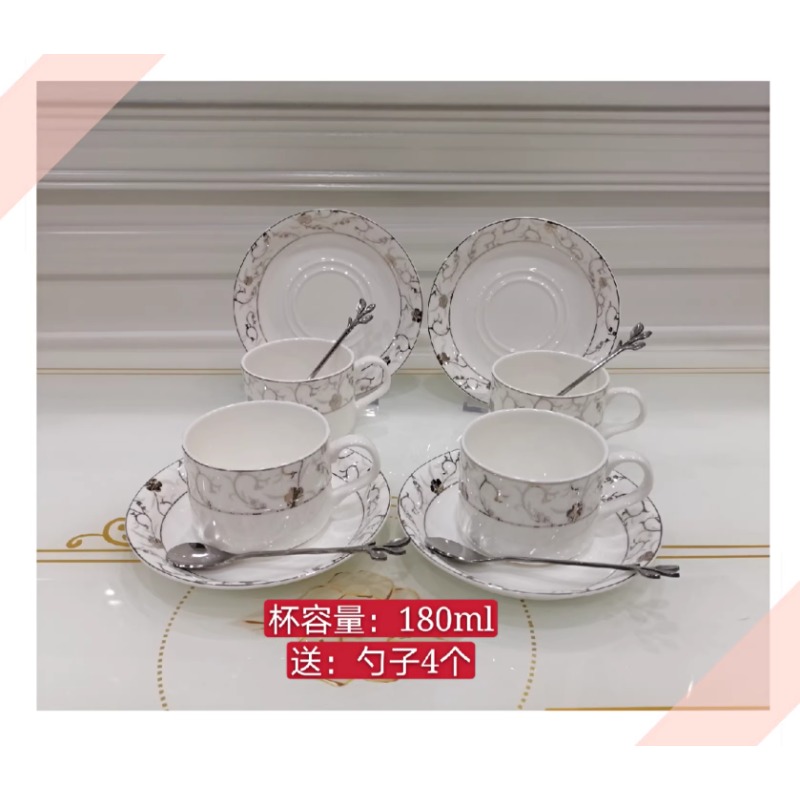 宁乐 白金梅花 骨瓷咖啡杯 1套高清大图