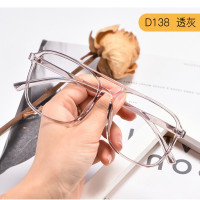 2021新款尚镜时尚无金属无螺丝全塑框镜架可配有度数近视黑框眼镜 透灰1.60防蓝光