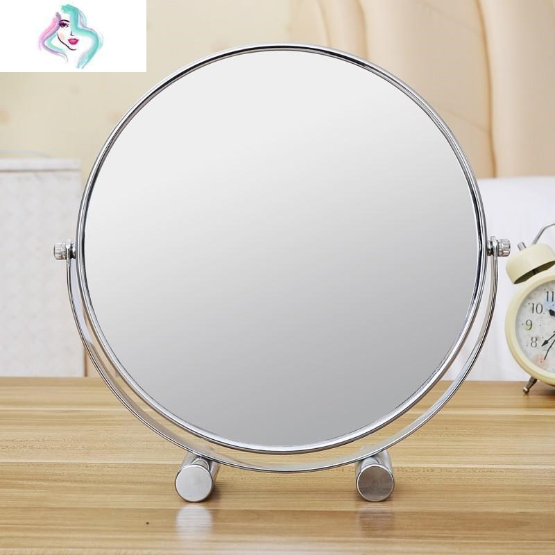 化妆镜双面镜子时尚公主镜带放大的梳妆镜大号金属台式美妆梳妆镜你