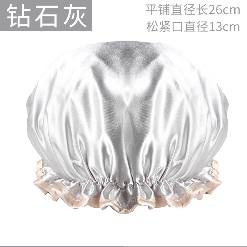 浴帽女士双层加厚防水洗澡罩淋浴洗头厨房防油烟发膜头套成人 三维工匠 钻石灰高清大图