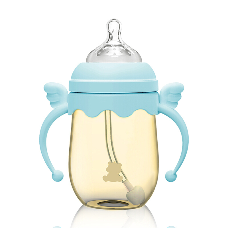 小白熊(Snow Bera)天使PPSU吸管奶瓶260ml(蓝) 09389