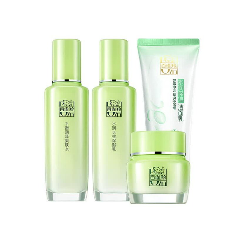 百雀羚(PECHOIN)草本精萃惊喜4件套:洁面乳95g+爽肤水100ml+保湿乳100ml+精华霜50g(单位:套)高清大图